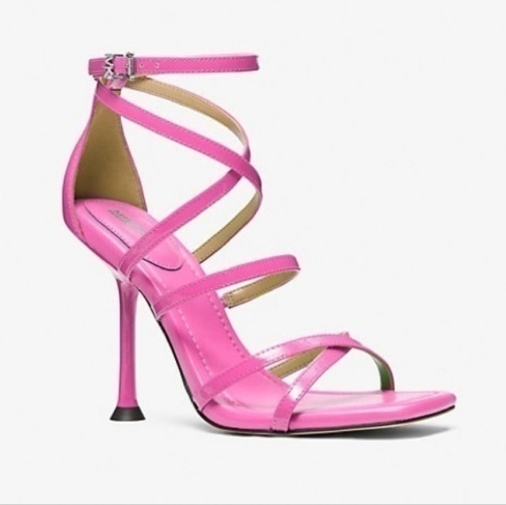 Michael Kors 'Imani' Strappy Sandals Heels Pink Barbie Womens Size 9.5 NWT NIB